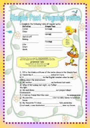 English Worksheet: Simple past regular verbs