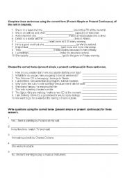 English Worksheet: Present simple