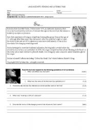 English worksheet: Natales Song - Sia