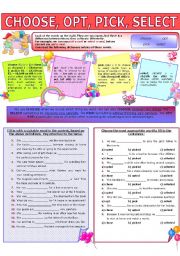 English Worksheet: COLLOCATION 21 - CHOOSE, OPT, PICK, SELECT