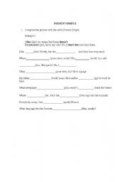 English Worksheet: Present Simple