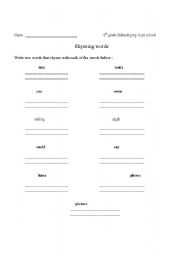 English worksheet: rhyme