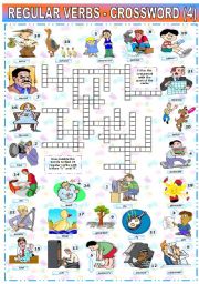 English Worksheet: REGULAR VERBS - CROSSWORD (4)