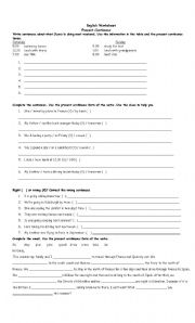 English Worksheet: Present continuous worksheet