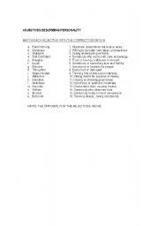 English Worksheet: adjectives describing personality