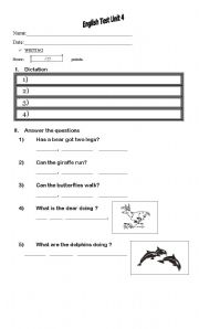 English Worksheet: Animals and actions