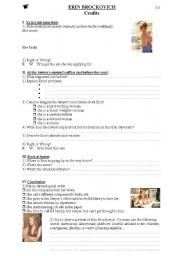 English Worksheet: Erin Brockovich (opening scene)