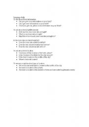 English worksheet: Language study for hotel communication