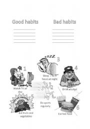 English Worksheet: Good and bad habits/ Health