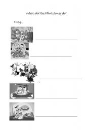 English Worksheet: what did the flistones do?