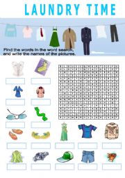 English Worksheet: Clothes and Accessories  WORD SEARCH
