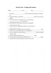 English worksheet: Phrasal Verb about Feelings & Emotions_Worksheet