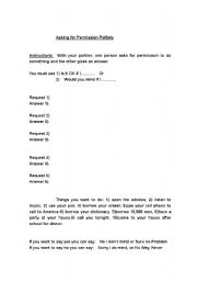 English worksheet: Asking for Permission