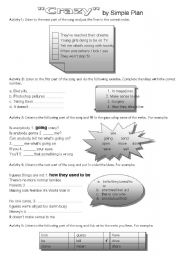 English Worksheet: Crazy by Simple Plan