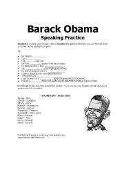 English Worksheet: Barack Obama Speaking Practice