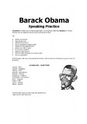 English Worksheet: Barack Obama Speaking Practice