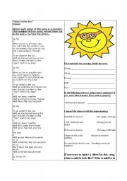 English worksheet: Island in the Sun Weezer ESL Worksheet