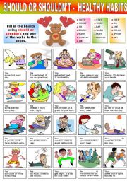 English Worksheet: SHOULD-SHOULDNT - HEALTHY HABITS