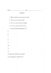 English Worksheet: science pretest