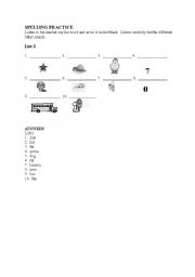 English worksheet: SPELLING PRACTICE LIST 2