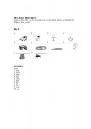 English worksheet: SPELLING PRACTICE LIST 3