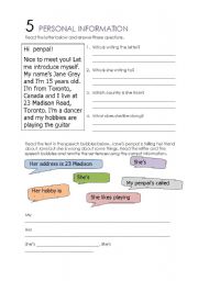 English worksheet: Personal Information