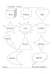English worksheet: colors- figuras