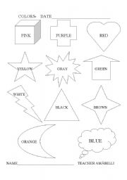 English Worksheet: colors- figuras