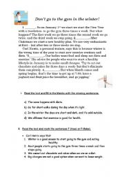 English worksheet: Reading comprehension