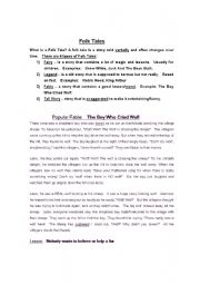 English Worksheet: FOLK TALES AND FABLES + WORDSEARCH