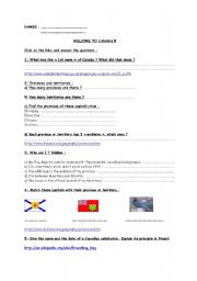 English Worksheet: canada webquest