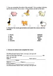 English worksheet: animals