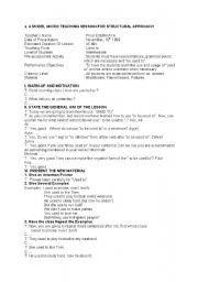 English worksheet: lesson plan