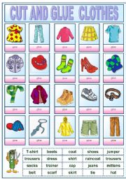 English Worksheet: CUT AND GLUE CLOTHES