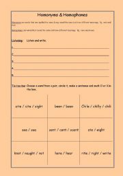 English Worksheet: Homonyms and Homophones