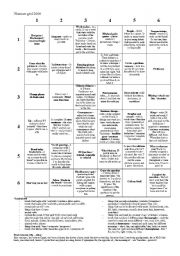 Warmers grid for teachers plus list of minimal pairs