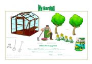 English worksheet: In my garden there is/are...