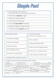 English Worksheet: Simple Past exercises