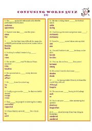 English Worksheet: Confusing Words Quiz (1)