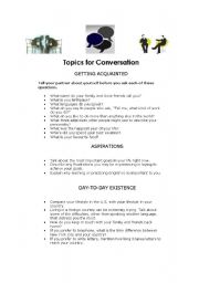 English Worksheet: Advanced Conversation Topics