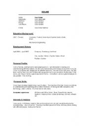 English Worksheet: Resum/CV