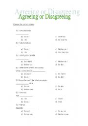 English worksheet: Agreeing or Disagreeing