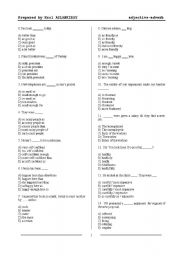 English Worksheet: Adjectives and Adverbs Practice Tests