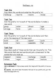 English Worksheet: prefix