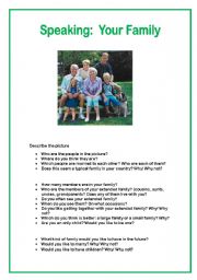 English Worksheet: SPEAKING:  YOUR FAMILY