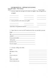 English Worksheet: prova nono ano