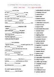 English Worksheet: BACK FOR GOOD - TAKE THAT