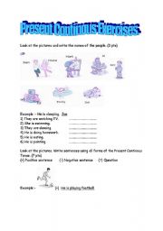 English worksheet: Present Continous Exercises