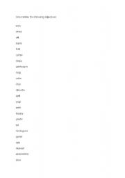 English worksheet: UNSCRAMBLE THE ADJECTIVES
