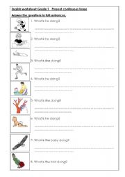 English Worksheet: present continuous tense